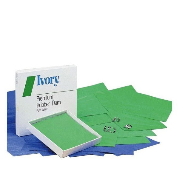 Imágenes de productos odontológicos personalizados, específicamente rectificadores de goma de látex puro Ivory y accesorios relacionados para usos dentales.