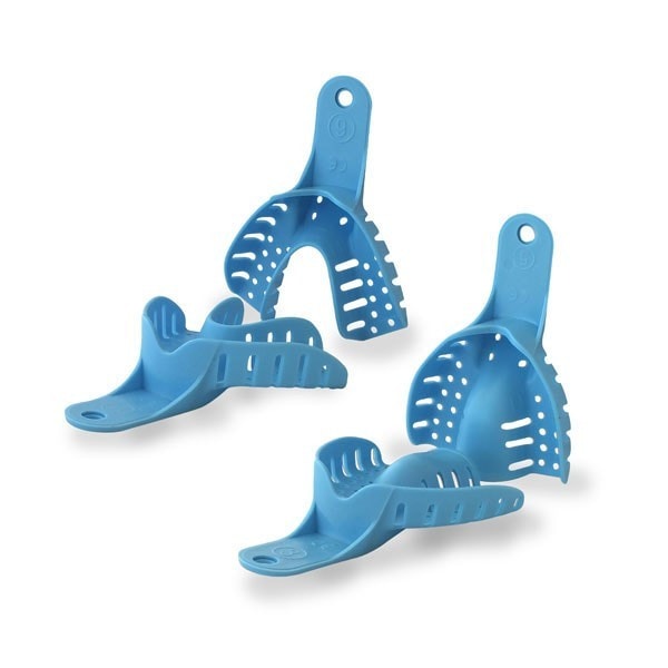 Placa de frenillo dental personalizada para ortodoncia y cirugía bucal, en color azul, diseñada para procedimientos odontológicos específicos.