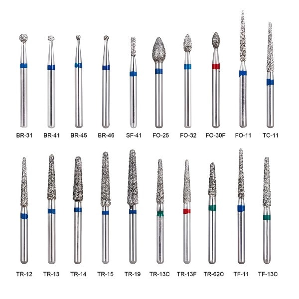 Brillo, limas y fresas odontológicas personalizadas para procedimientos dentales.