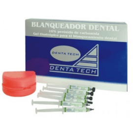 Blanqueador dental con gel de carbamida y cotonetes para blanqueamiento profesional, ideal para tratamientos odontológicos personalizados y seguros.