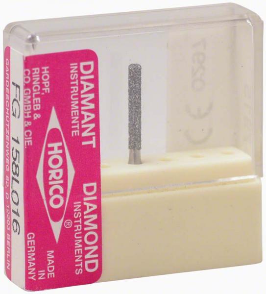 DIAMANT INSTRUMENTE ODONTOLOGÍA, Herramienta dental para uso odontológico profesional, en caja transparente con etiqueta rosa y marca HORICO, ideal para pulir y trabajar en procedimientos dentales.