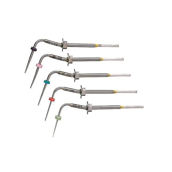 Puntas de alta precisión para tratamientos odontológicos personalizados, hechas de acero inoxidable y diseñadas para instrumentación dental especializada.