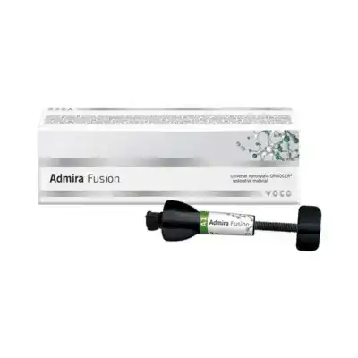 Admira fusion producto odontológico personalizado para restauración dental, con material nanohíbrido ORMOCER, utilizado en procedimientos dentales avanzados y restauraciones estéticas en odontología.