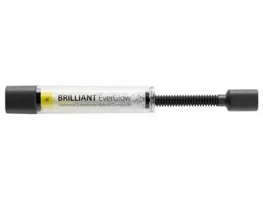 Brilliant EverGlow, material compuesto híbrido universal para odontología estética y restauraciones dentales personalizadas, con calidad y durabilidad.