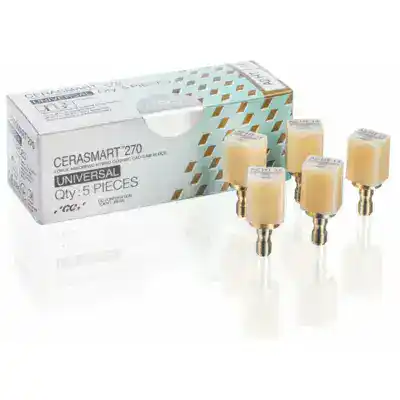 Cerasmart 270 bloques de cerámica híbridos para odontología, de alta precisión y durabilidad, ideales para prótesis y restauraciones dentales personalizadas.
