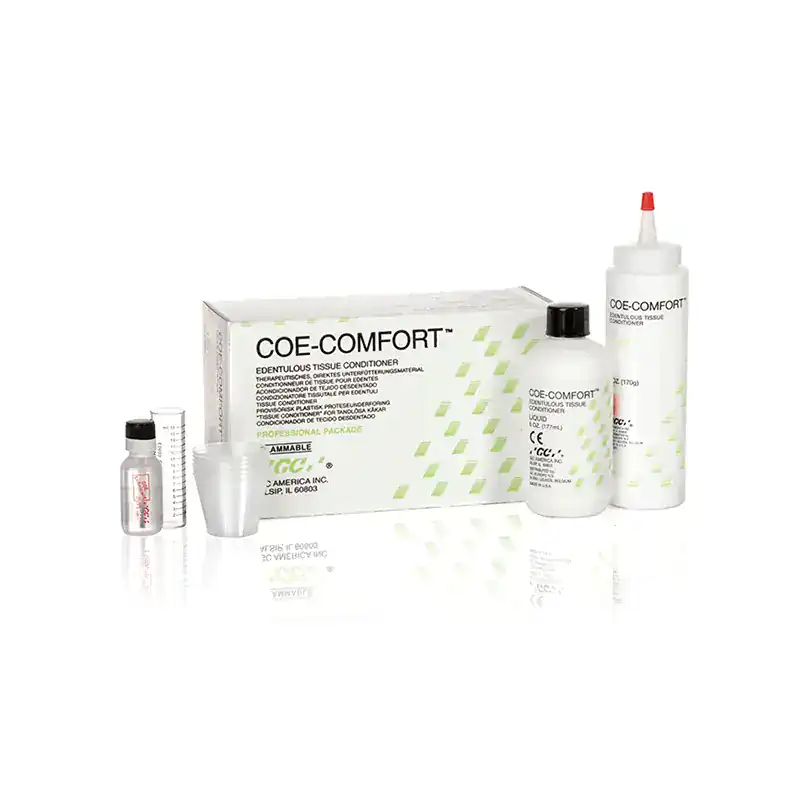 Refuerzo de los productos odontológicos personalizados de EXAmedic con el condicionador de tejidos dentales COE-COMFORT para tratamientos especializados.