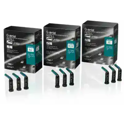 G-ænial Unitip, productos odontológicos personalizados y de alta calidad para restauraciones dentales, con diferentes puntas y compatibilidad para mejorar tratamientos odontológicos.