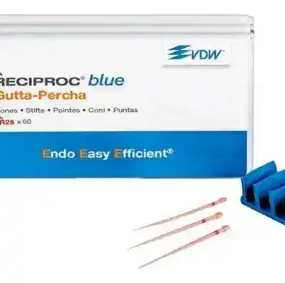 Reciproc Blue Gutta-Percha, productos odontológicos personalizados para obturación root canal, con conos, puntos y puntas para un tratamiento eficaz y preciso, ideal para clínicas dentales y especialistas.