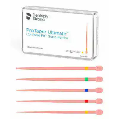 ProTaper Ultimate Gutta-Percha, productos odontológicos personalizados para tratamientos endodónticos, con puntas de obturación ajustadas para una mejor conservación del conducto.