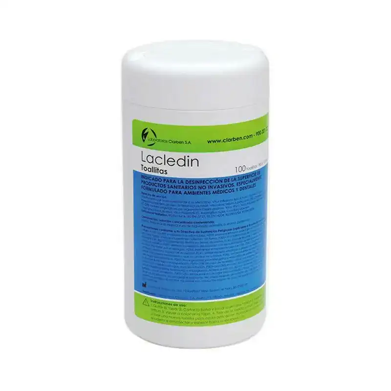 Laclecin toallitas desinfectantes para superficies en entornos médicos y dentales, ideales para la limpieza y desinfección de superficies en clínicas y consultorios odontológicos.