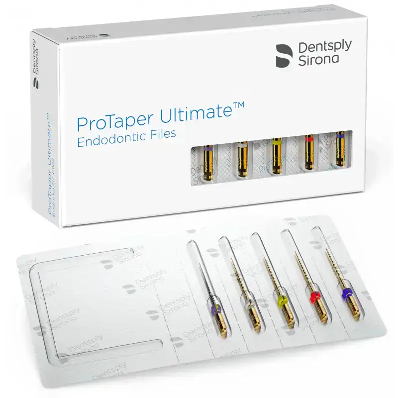 Endodoncia personalizada, archivos endodónticos ProTaper Ultimate, productos odontológicos, instrumentos de precisión para odontología en la clínica dental, material para tratamientos endodónticos avanzados.