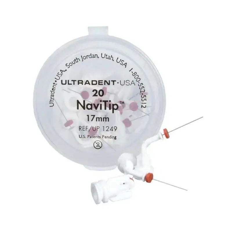 Ultrasonido dental NaviTip de 17mm para procedimientos odontológicos, con diseño personalizado y alta precisión para limpieza y tratamiento dental profesional.
