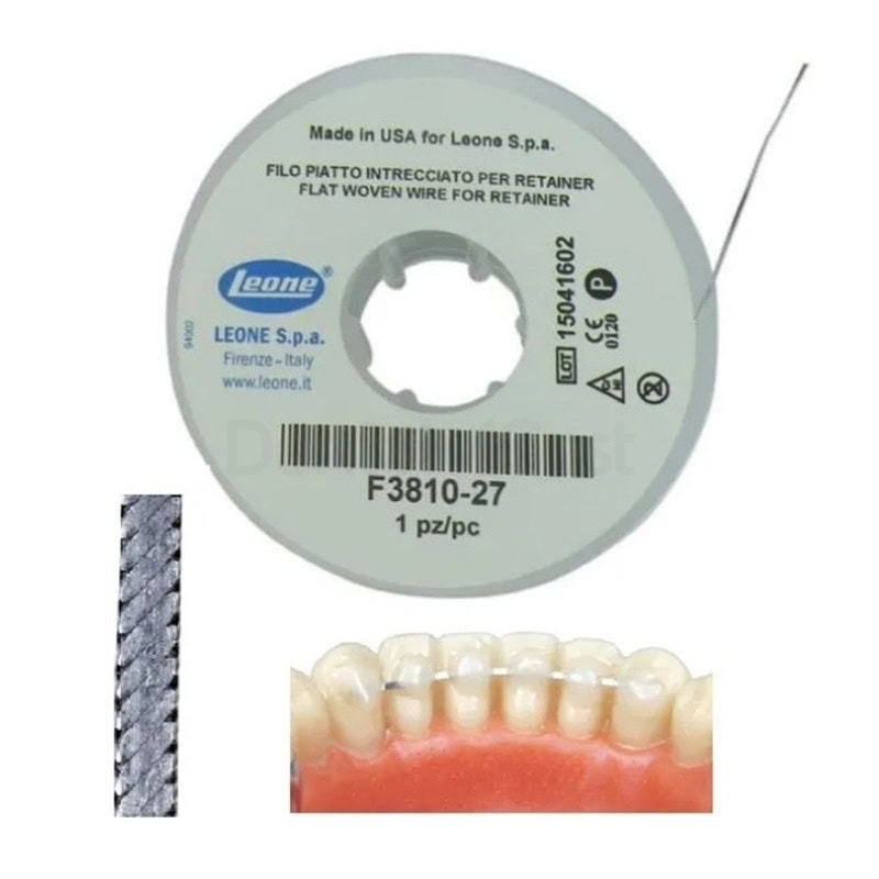 Filamento de acero inoxidable para retenedores dentales, ideal para ortodoncia y restauraciones odontológicas, con alta resistencia y precisión.