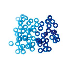 Coloridos anillos de goma para productos odontológicos personalizados, utilizados en técnicas de sellado y aislamiento en procedimientos dentales.