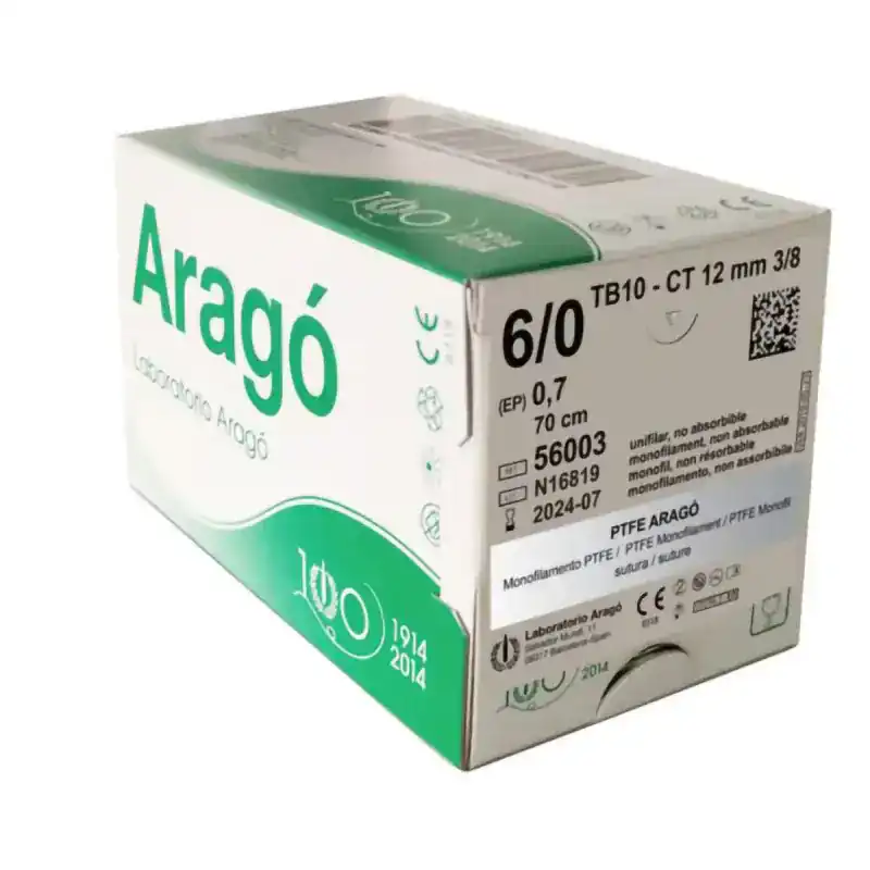 Aragó trenzas quirúrgicas monofilamento de polipropileno para suturas odontológicas, 6/0, 70 cm, paquete de 70 unidades.
