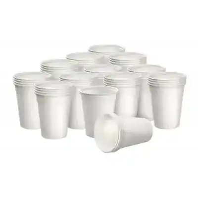Copas de plástico blancas para uso odontológico, ideal para laboratorios y procedimientos dentales personalizados.