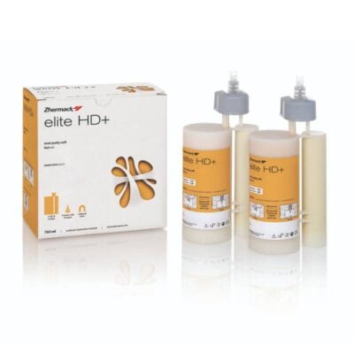 Aceite de impresión Zhermack elite HD+ para prótesis dentales, ideal para productos odontológicos personalizados y restauraciones precisas en tratamientos dentales.