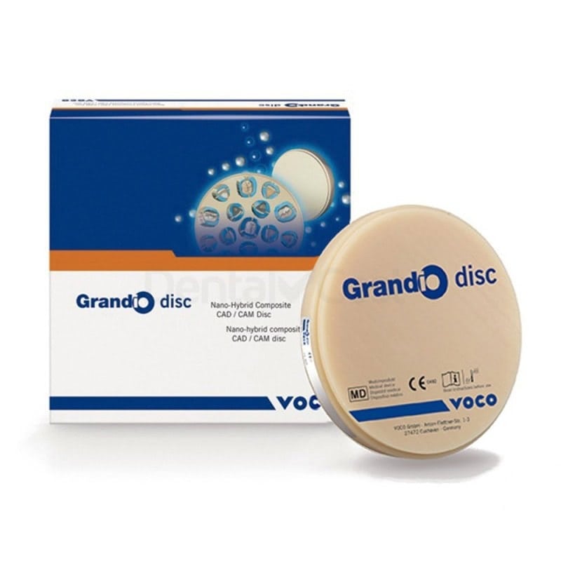Disco de impresión odontológica Grandio para prótesis y modelos dentales, compatible con técnicas CAD/CAM y nano-híbrido.