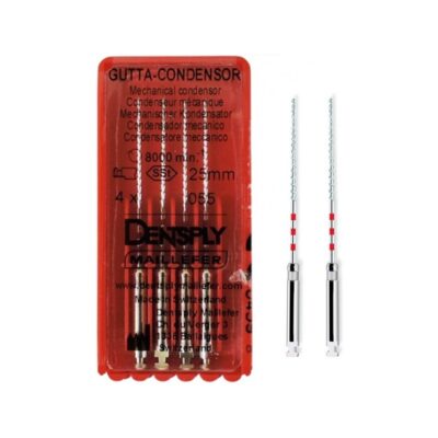 Gutta-condensador mecánico para odontología, 25mm, kit de 4 unidades, alta precisión, producto dental personalizado para clínicas y laboratorios especializados.