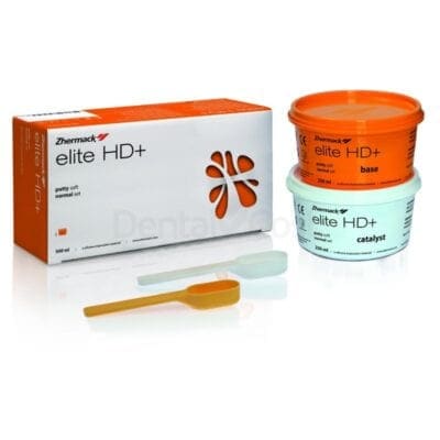 Elite HD+ productos odontológicos personalizados para restauración dental, incluyendo base y catalizador de alta calidad, ideales para profesionales en odontología.