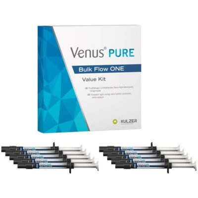 Venus PURE Bulk Flow ONE kit de odontología con microhíbrido de luz, ideal para restauraciones dentales de alta calidad y durabilidad en clínicas odontológicas.