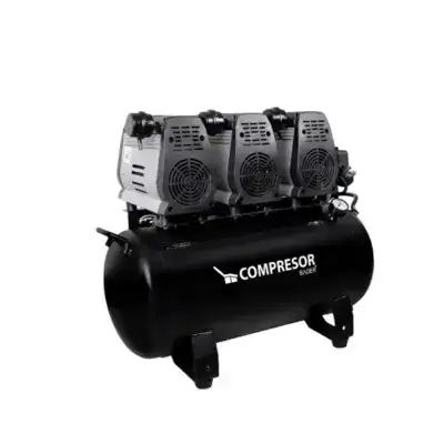 Compresor odontológico profesional para clínicas dentales, essential para sistemas de aire comprimido en tratamientos odontológicos, garantizando alta eficiencia y durabilidad.