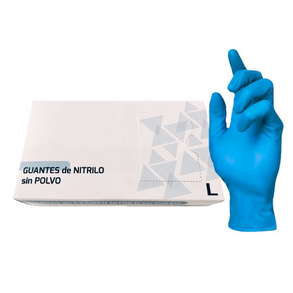 Guantes de nitrilo personalizados para odontología, sin polvo, de alta calidad y resistencia, ideales para protección durante procedimientos dentales y manejo de instrumentos.