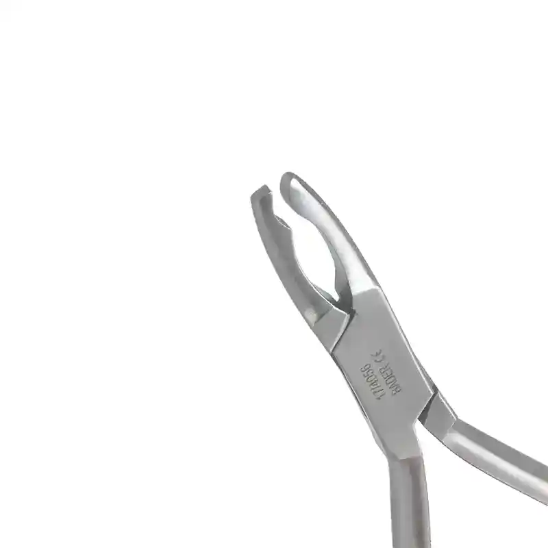 Pinza de compresión para prótesis dentales, herramienta odontológica personalizada, acero inoxidable, alta precisión y durabilidad, utilizada por profesionales en clínicas dentales.