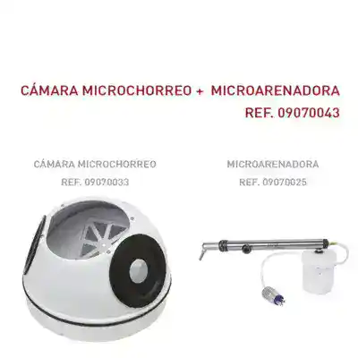 Cámara microhorro y microarenadora odontológica, equipos personalizados para clínica dental, productos odontológicos innovadores, precisión en procedimientos dentales, tecnología avanzada para odontólogos.