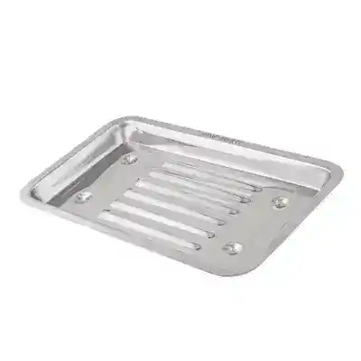 Placa de trabajo de acero inoxidable para odontología, ideal para tratamientos personalizados y esterilización.