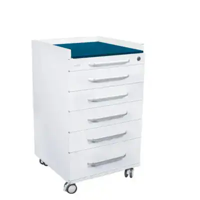 Bandeja de extracción médica para odontología, carrito de almacenamiento con cajones y ruedas, equipado con superficie de trabajo y cerradura, ideal para clínicas dentales y consultas odontológicas efectivas.