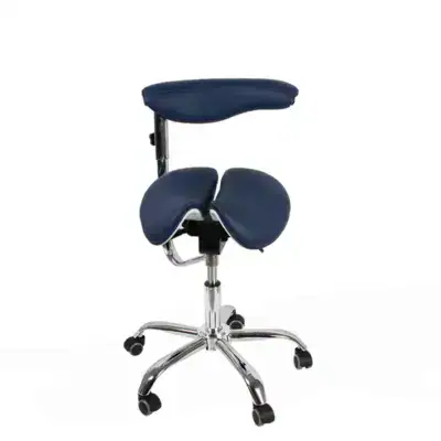 Soporte para la cabeza y cuello en odontología, ajustable y ergonómico, ideal para tratamientos dentales y ortodoncia, con estructura de metal y tapizado en material acolchado y resistente.