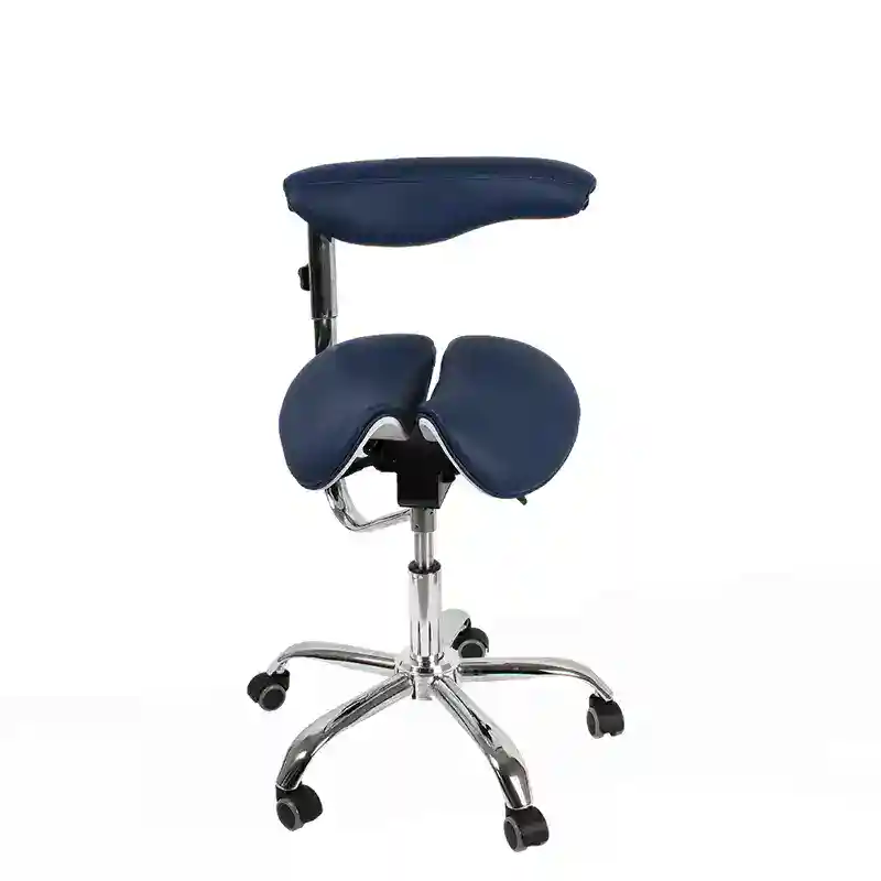 Soporte para la cabeza y cuello en odontología, ajustable y ergonómico, ideal para tratamientos dentales y ortodoncia, con estructura de metal y tapizado en material acolchado y resistente.