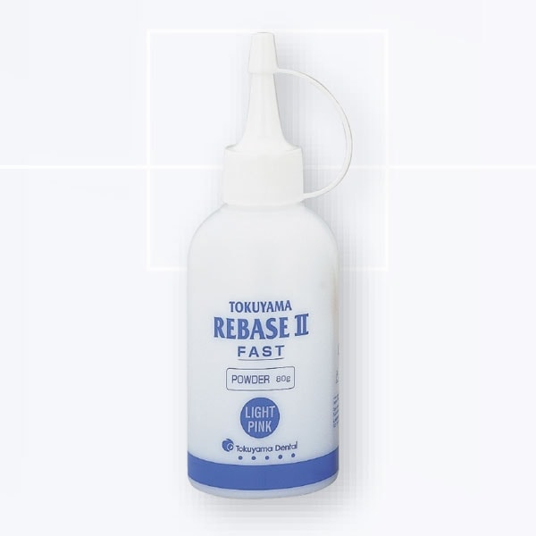 Rebose II Fast polvo dental de Tokuyama en envase de 80g, ideal para tratamientos odontológicos con productos personalizados.