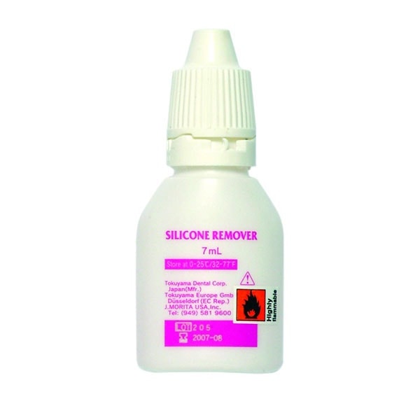 Aceite para remover silicona odontológica, envase de 7 ml, utilizado en tratamientos dentales, productos odontológicos personalizados, alta calidad y precisión en odontología.