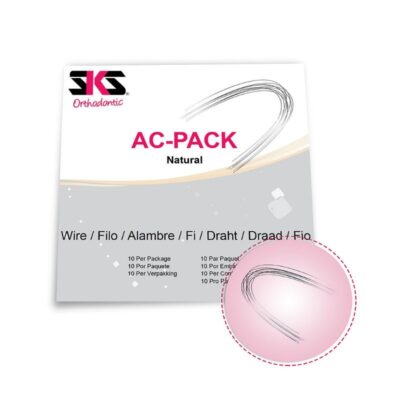 AC-PACK de productos odontológicos personalizados para ortodoncia, incluyendo alambres y cables naturales, ideales para tratamientos precisos y eficientes en clínicas dentales.