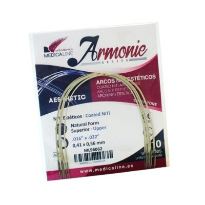 Arcos estéticos de NiTi recubiertos para ortodoncia, personalizados y de alta precisión, ideales para tratamientos dentales y estéticos, disponibles en EXAmedic productos odontológicos.