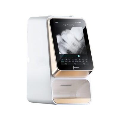 Imagen de un escáner digital dental con pantalla táctil para tejidos dentales, ideal para odontólogos que buscan soluciones de alta tecnología en su clínica.