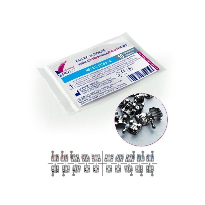 Brackets ortodóncicos metálicos para aparatología dental personalizados y de alta calidad.