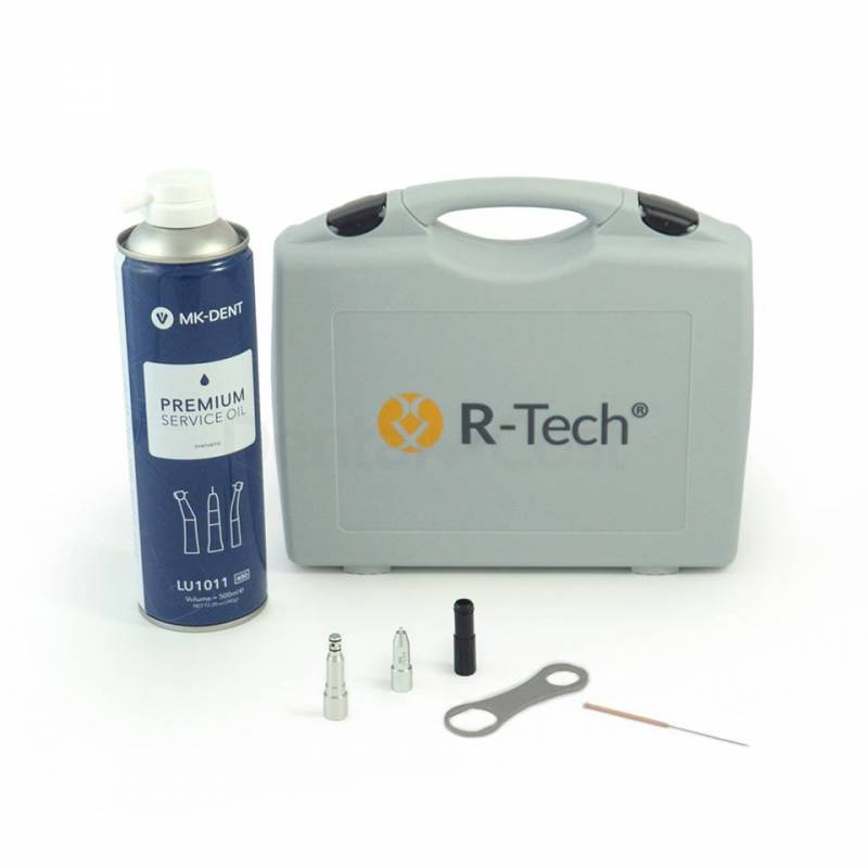 Cabezales y accesorios para técnicas odontológicas personalizadas en equipo R-Tech para clínicas dentales.