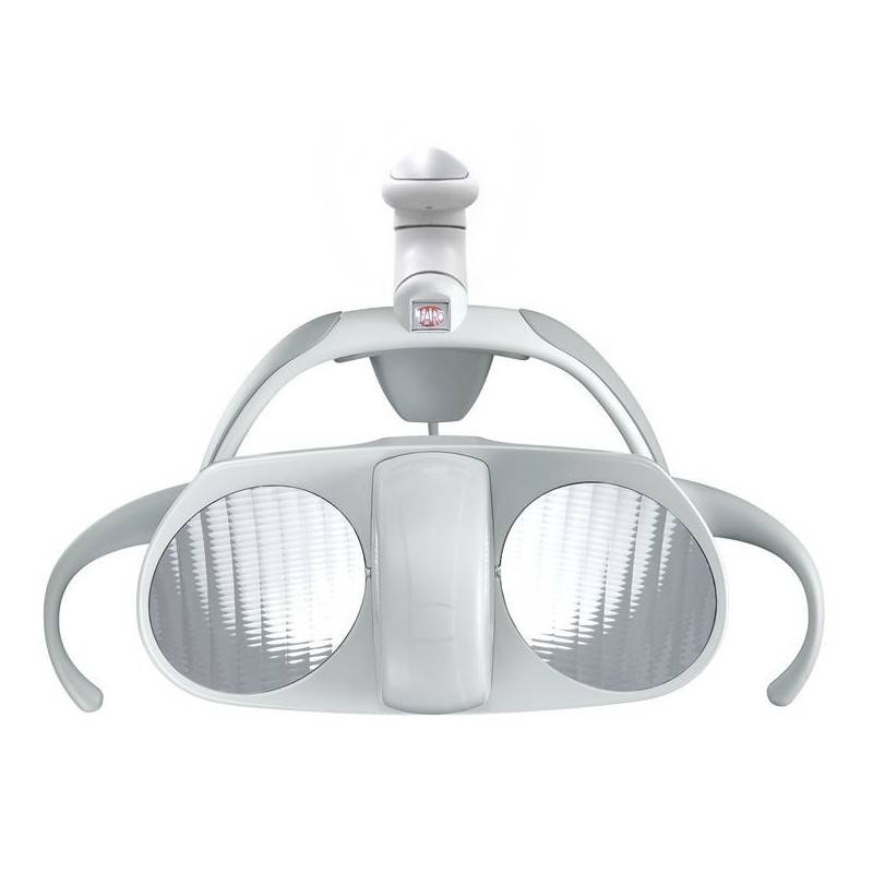 Lámpara de estudio dental LED, ideal para clínicas odontológicas, con iluminación brillante y ajustable para procedimientos precisos. Diseño ergonómico y duradero para profesionales dentales.