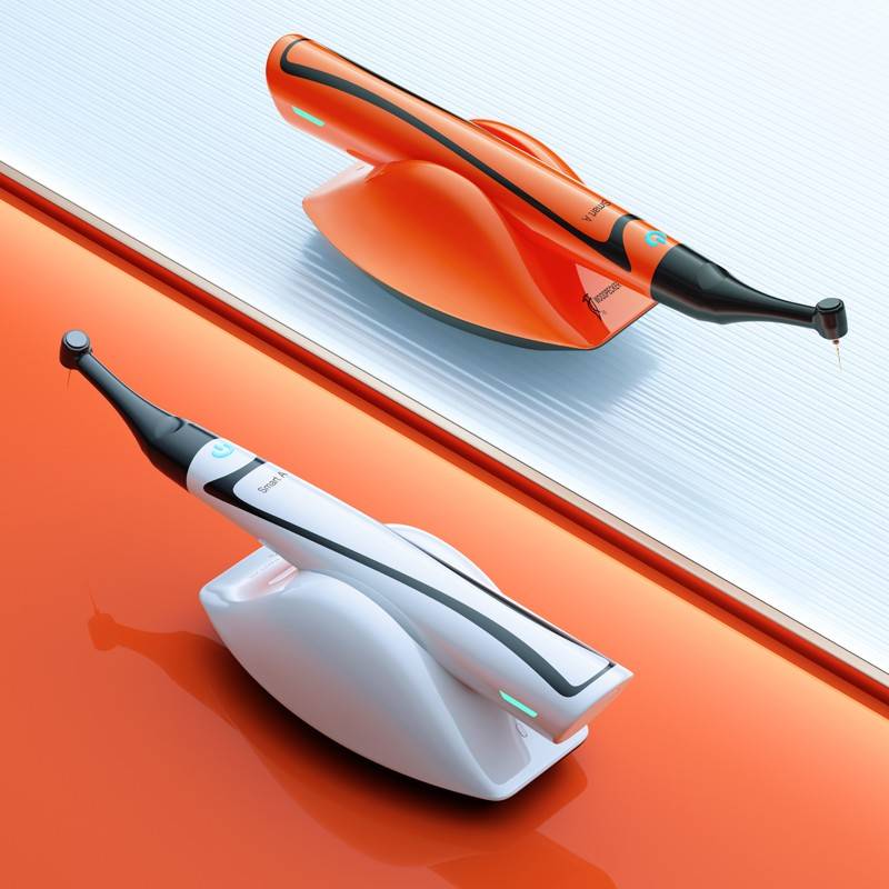 X-ray dental scanner devices in orange and white color for customized dental products, digital dentistry technology, and oral health care solutions.