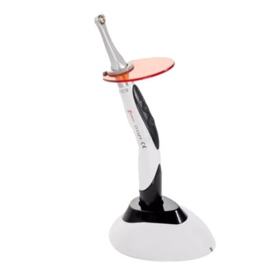 Espejo dental LED con soporte y mango ergonómico para odontología, ideal para tratamientos precisos y seguros.