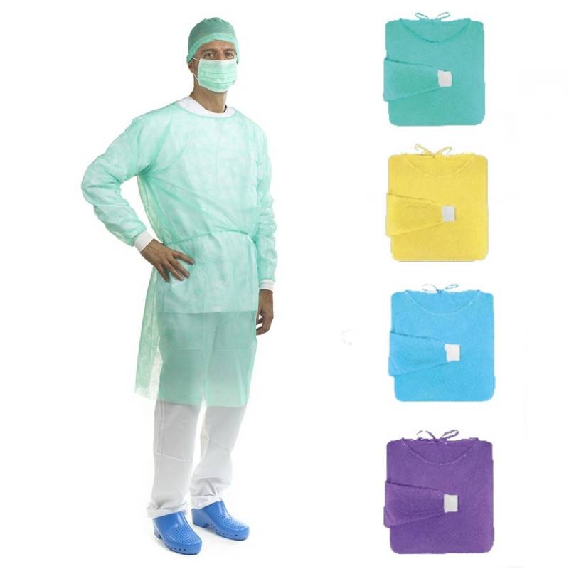 Pantalones y bata quirúrgica desechables personalizadas en colores variados para odontología y hospitales. Alta calidad, protección y comodidad para profesionales sanitarios.