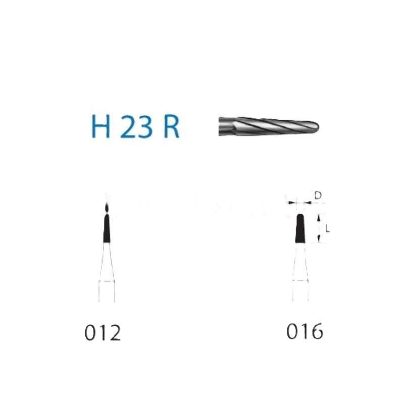 H23R fresas dentales para prótesis y odontología de alta precisión, fabricadas en acero inoxidable, para trabajos de elaboración en clínica dental.