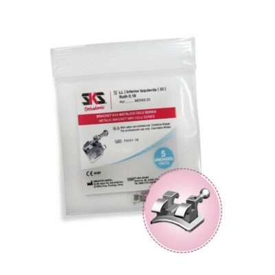 Brackett metálico mini Celu series para odontología, paquete de 5 unidades para uso profesional en clínicas dentales.
