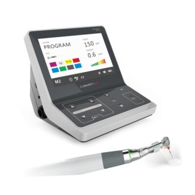 Alt: Equipo dental de alta tecnología para restauraciones odontológicas personalizadas, incluyendo un láser y una pantalla táctil para un uso preciso y eficiente.