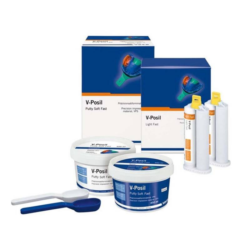 V-Posil pasta odontológica personalizada para reparaciones dentales, fácil de usar y con alta precisión en impresión, ideal para odontólogos y clínicas dentales.