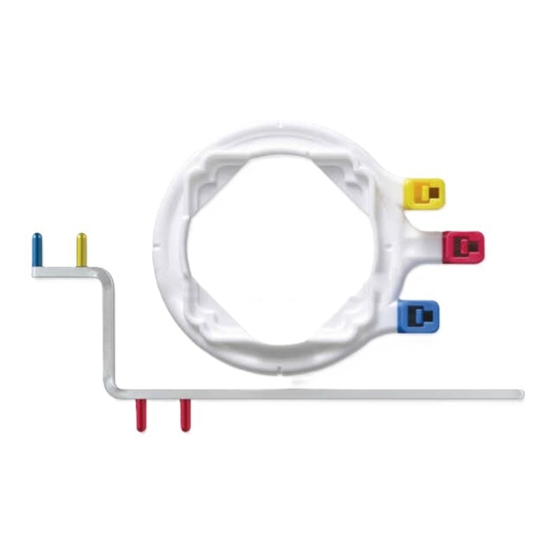 AR non gamo artificiale personalizado para prótesis dentales, con componentes de colores para una fácil identificación y ajuste. Herramienta esencial en odontología para adaptaciones precisas y seguras.