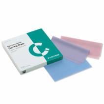 Respirador de examen con filtros desechables de colores para odontología, en caja con varias piezas.